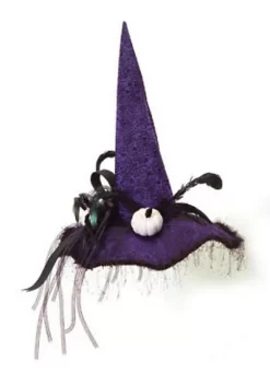 Brand new ๐ Melrose 22" Purple and Black Witch ๐ง Halloween Hat with Pumpkins Tabletop Decor ๐ฅ