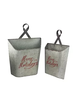 Outlet 😀 Melrose Set of 2 Gray and Red Home for the Holidays Weathered ❄ Christmas Wall Buckets 18" 😉 5 Outlet 😀 Melrose Set of 2 Gray and Red Home for the Holidays Weathered ❄ Christmas Wall Buckets 18" 😉 -Melrose Sales Shop Belk 739