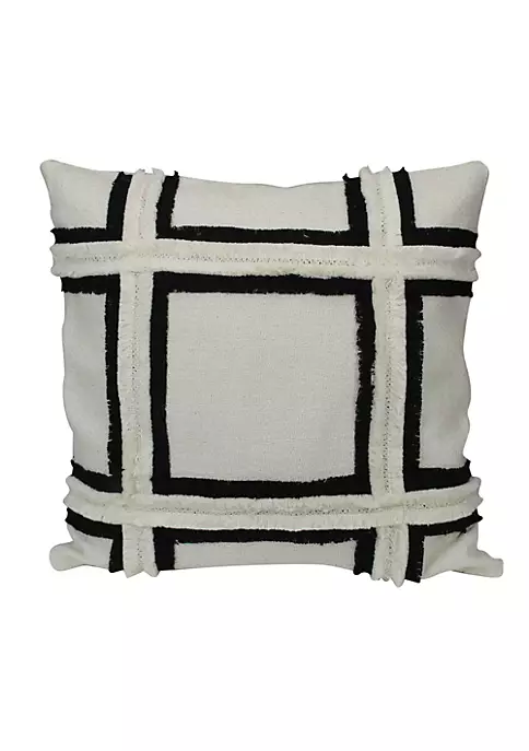 Deals ๐ Melrose 17" Ivory and Black Grid Fringe Square Throw Pillow โจ 1 Deals ๐ Melrose 17" Ivory and Black Grid Fringe Square Throw Pillow โจ
