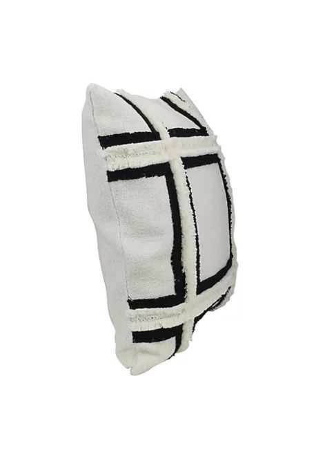 Deals ๐ Melrose 17" Ivory and Black Grid Fringe Square Throw Pillow โจ 2 Deals ๐ Melrose 17" Ivory and Black Grid Fringe Square Throw Pillow โจ - Image 2