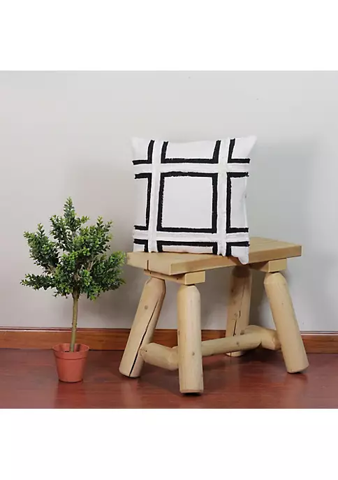 Deals ๐ Melrose 17" Ivory and Black Grid Fringe Square Throw Pillow โจ 3 Deals ๐ Melrose 17" Ivory and Black Grid Fringe Square Throw Pillow โจ - Image 3