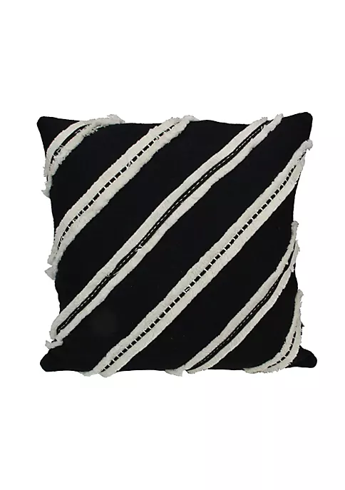 Cheapest 🤩 Melrose 17" Black and White Striped Fringe Square Throw Pillow 💯 1 Cheapest 🤩 Melrose 17" Black and White Striped Fringe Square Throw Pillow 💯