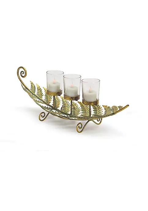 Cheapest 🎉 Melrose 18" Golden Patina Laying Fern with Three Votive Cups Table Top Decoration 🥰 2 Cheapest 🎉 Melrose 18" Golden Patina Laying Fern with Three Votive Cups Table Top Decoration 🥰 - Image 2