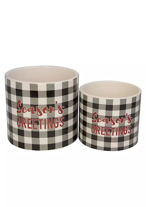 Deals 🛒 Melrose Set of 4 White and Black Holiday Slogan Printed 🎅 Christmas Pots 6" 🔥 3 Deals 🛒 Melrose Set of 4 White and Black Holiday Slogan Printed 🎅 Christmas Pots 6" 🔥 - Image 3