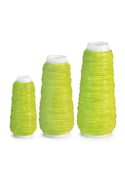 Promo 🎁 Melrose Set of 3 Neon Green Spring Serenity Spool of Yarn Flower Vases 10.5" 🎉