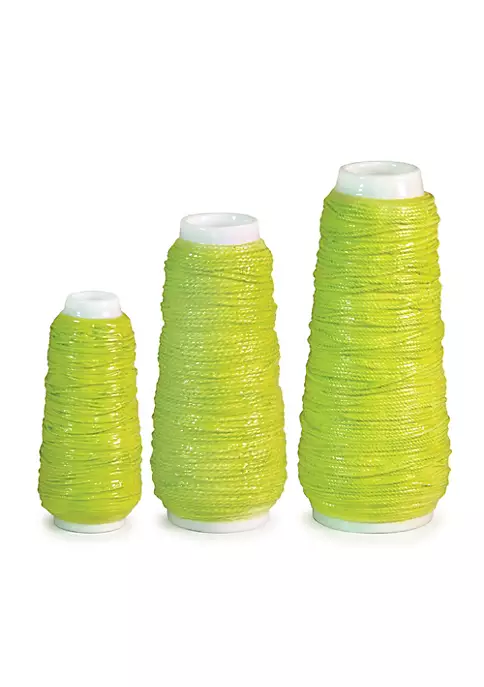 Promo 🎁 Melrose Set of 3 Neon Green Spring Serenity Spool of Yarn Flower Vases 10.5" 🎉 2 Promo 🎁 Melrose Set of 3 Neon Green Spring Serenity Spool of Yarn Flower Vases 10.5" 🎉 - Image 2