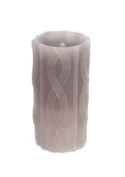 Outlet 🎉 Melrose 6" Mauve Knit Pattern Battery Operated Flameless LED Wax Pillar Candle 🎁