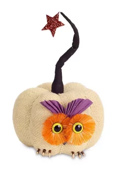 Wholesale ❤️ Melrose 10" Cream and Orange Owl Pumpkin with Star Autumn Tabletop Decor 🎉