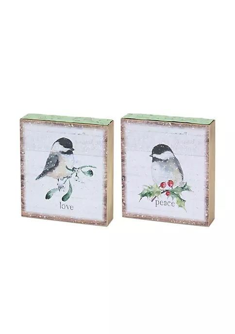 Best Pirce ๐ Melrose Set of 4 Peace and Love Chickadee ๐ Christmas Block Signs 6" ๐ 1 Best Pirce ๐ Melrose Set of 4 Peace and Love Chickadee ๐ Christmas Block Signs 6" ๐