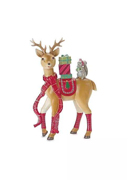 Brand new 💯 Melrose 10" Brown and Red Adorable Reindeer and Squirrel with Gifts 🎄 Christmas Figurine 🤩 2 Brand new 💯 Melrose 10" Brown and Red Adorable Reindeer and Squirrel with Gifts 🎄 Christmas Figurine 🤩 - Image 2