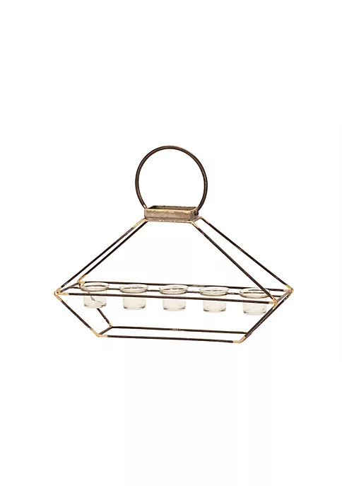 New 💯 Melrose 19" Antiqued Metal and Gold Accents Votive Candle Holder with Handle 😍 1 New 💯 Melrose 19" Antiqued Metal and Gold Accents Votive Candle Holder with Handle 😍