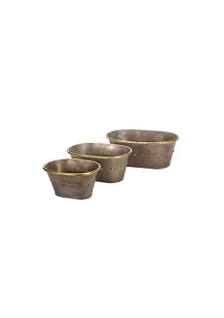 Best Sale ๐ฏ Melrose Set of 3 Decorative Tin Tubs with Gold Accents Table Top Decorations ๐งจ